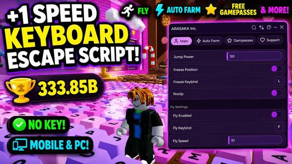 +1 Speed Keyboard Escape Script - No Key - Auto Farm