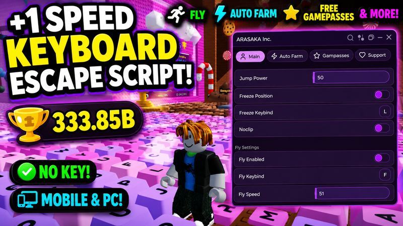 +1 Speed Keyboard Escape Script - No Key - Auto Farm
