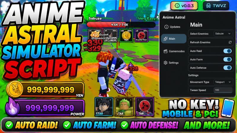 Anime Astral Simulator Script - Auto Farm, Auto Raid