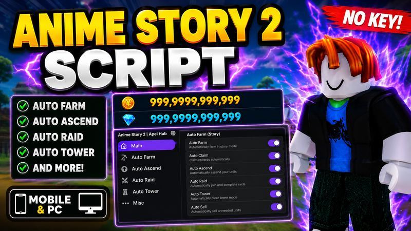 Anime Story 2 Script NO KEY - Apel Hub - Auto Farm