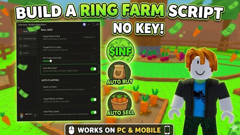 Build A Ring Farm - Luxy Hub - Auto Farm, Auto Compost