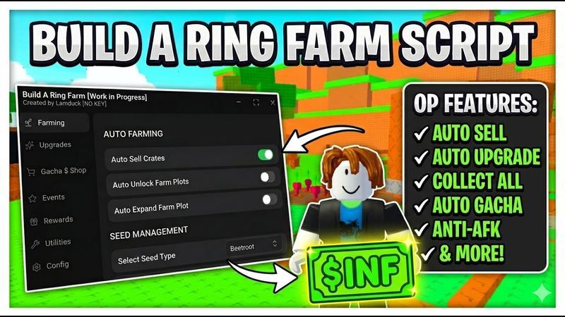 Build A Ring Farm Script NO KEY - Auto Sell, Auto Farm