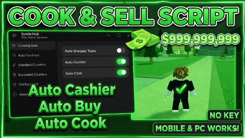Cook & Sell Script - Surnia Hub - Auto Cashier, Auto Buy, Auto Cook