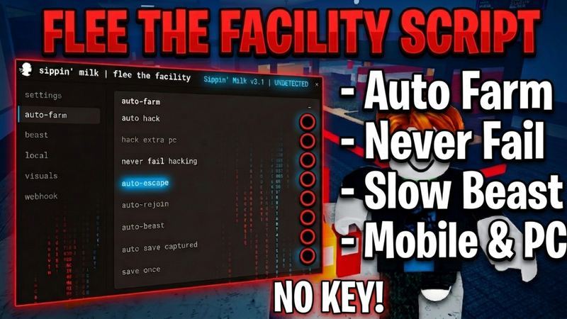 Flee The Facility - Sippin Milk Hub - Auto Farm, Never Fail