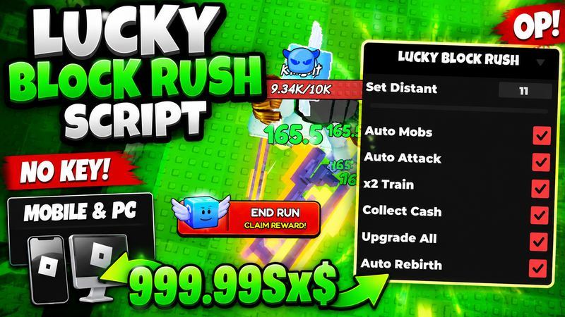 Lucky Block Rush Script - Auto Farm, Mobile & PC, No Key