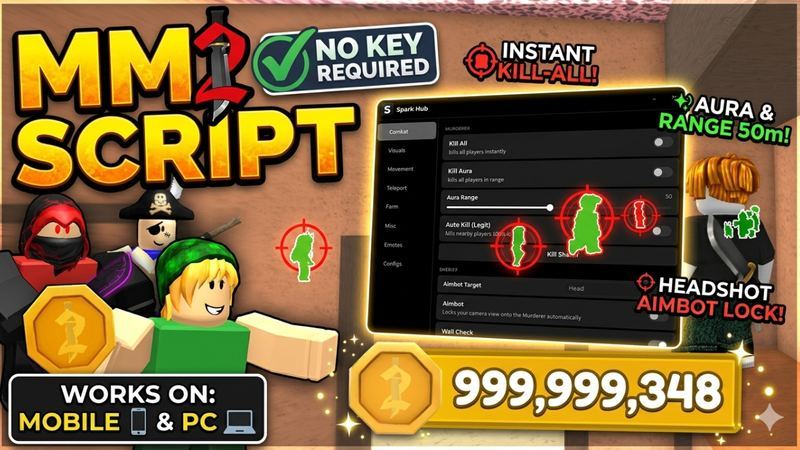 Murder Mystery MM2 Script - Auto Farm Coins, Aimbot, & More!