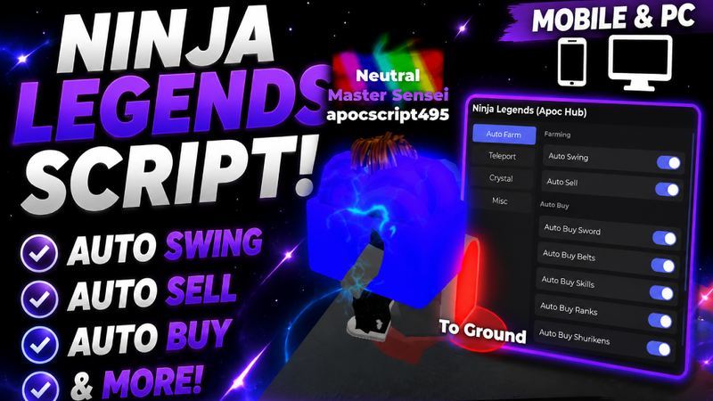 Ninja Legends Script - Apoc Hub - Auto Farm, Auto Hoops