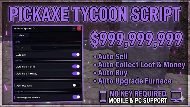 Pickaxe Tycoon Script - Mobile & PC - Auto Sell, Auto Buy