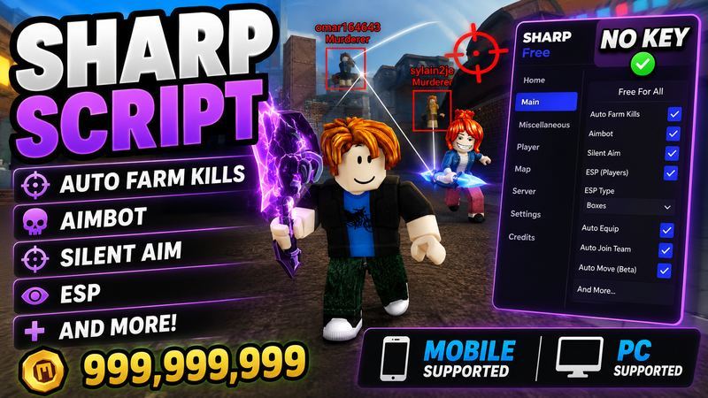 SHARP Script - Real King Hub - No Key, Mobile & PC, Aimbot