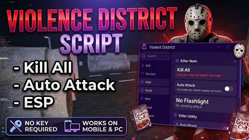 Violence District Script - Kill All, Auto Attack, & ESP! Mobile & PC - No Key